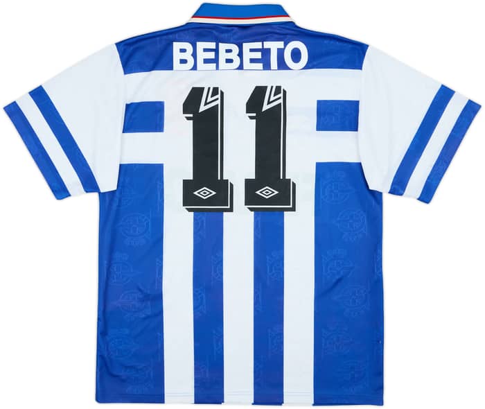 1995-96 Deportivo de La Coruna Copa del Rey Campeon Home Shirt Bebeto #11 - 8/10 - (L)