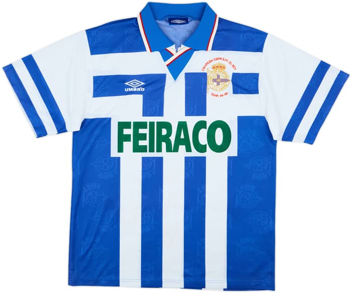 1995-96 Deportivo de La Coruna Copa del Rey Campeon Home Shirt Bebeto #11 - 8/10 - (L)