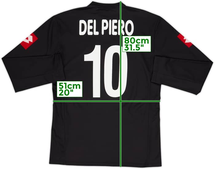Camiseta de visitante de manga larga del Juventus CL 2001-02 Del Piero #10 - 8/10 - (L)