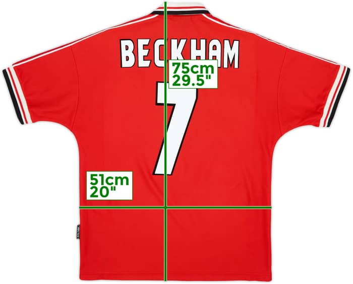 1998-00 Manchester United Home Shirt Beckham #7 - 7/10 - (M)
