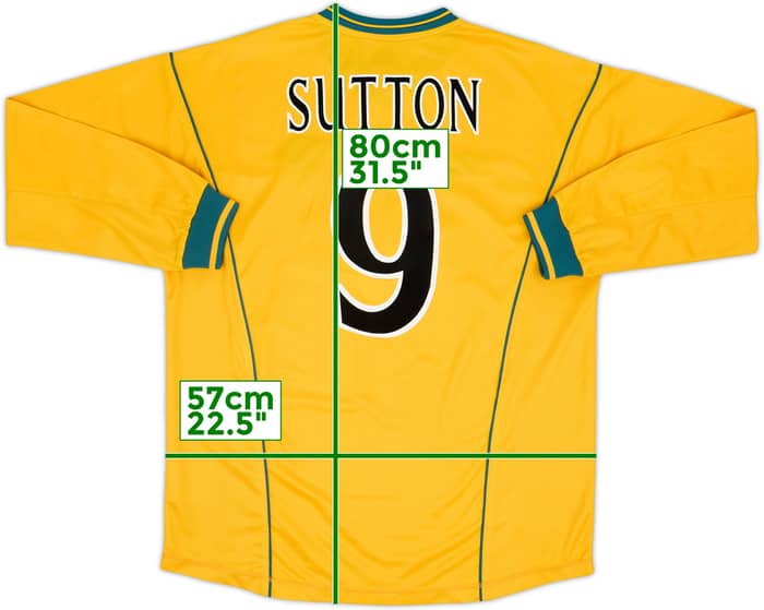 2000-02 Celtic Away L/S Shirt Sutton #9 - 8/10 - (XL)