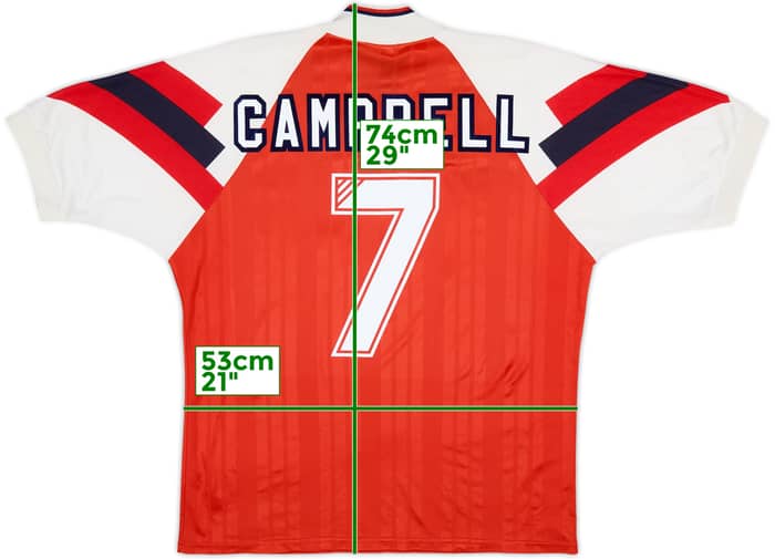 Camiseta de local del Arsenal 1992-94 Campbell #7 - 6/10 - (L)