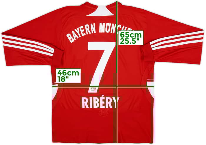 2007-08 Bayern Munich Home L/S Shirt Ribery #7 - 7/10 - (XL.Boys)