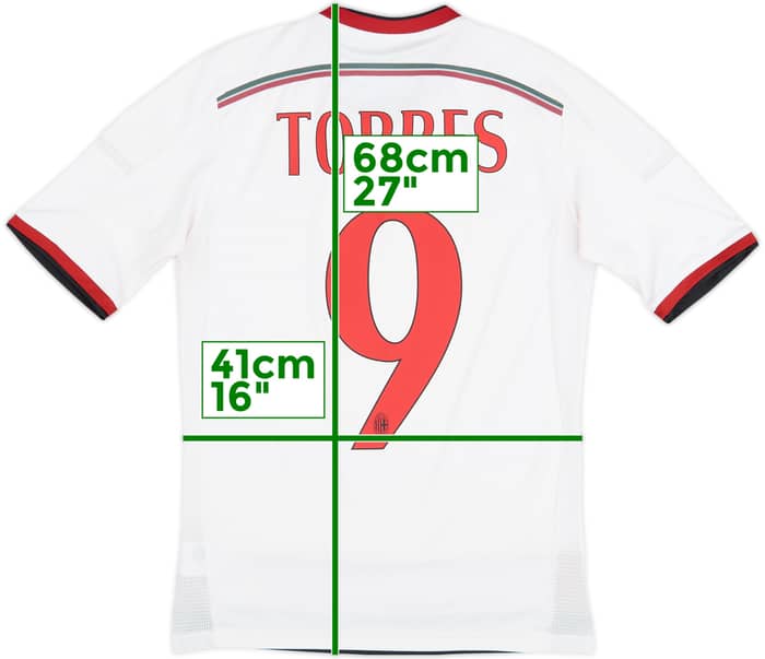 2014-15 AC Milan Away Shirt Torres #9 - 7/10 - (XS)