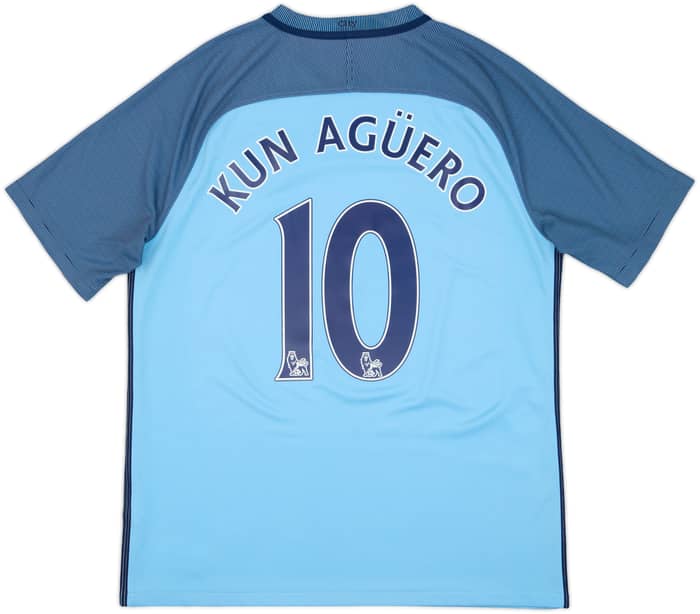 2016-17 Manchester City Home Shirt Kun Aguero #10 - 7/10 - (L)
