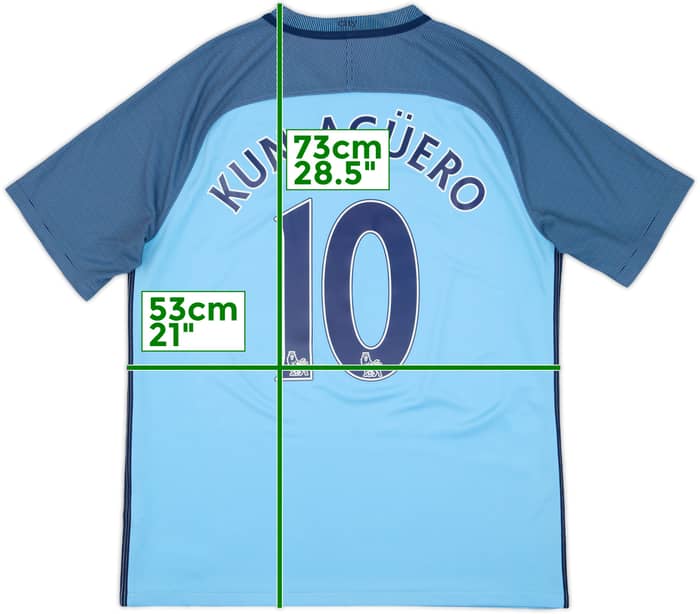 2016-17 Manchester City Home Shirt Kun Aguero #10 - 7/10 - (L)