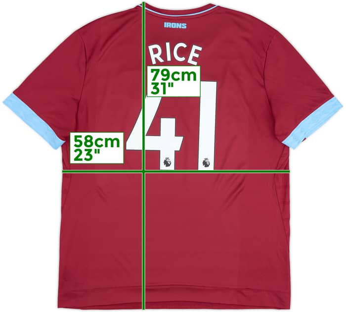 2018-19 West Ham Home Shirt Rice #41 - 7/10 - (XXL)