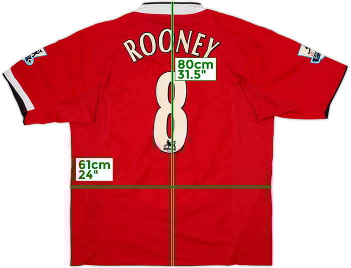 Camiseta de local del Manchester United 2004-06 Rooney #8 - 7/10 - (XXL)