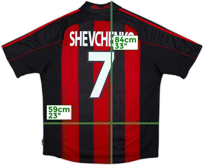 2000-02 AC Milan Home Shirt Shevchenko #7 - 8/10 - (XL)