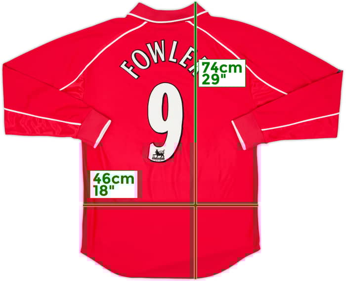 2000-02 Liverpool Home L/S Shirt Fowler #9 - 8/10 - (S)