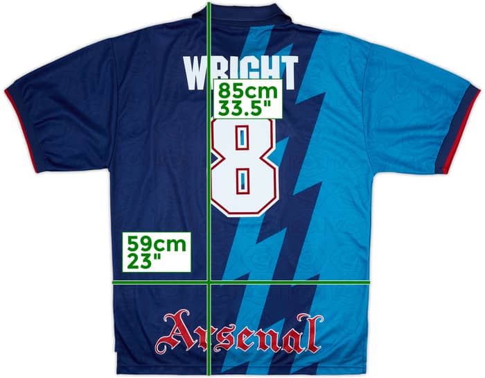 1995-96 Arsenal Away Shirt Wright #8 - 7/10 - (XL)