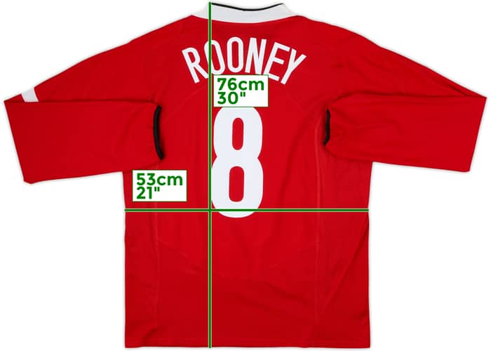 2004-06 Manchester United Home L/S Shirt Rooney #8 - 9/10 - (L)