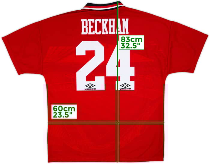 1994-96 Manchester United Home Shirt Beckham #24 - 10/10 - (XL)