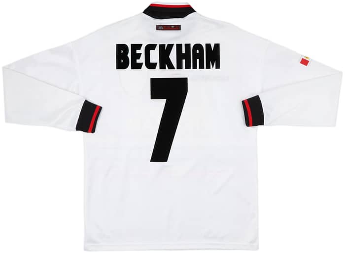 1997-99 Manchester United Away L/S Shirt Beckham #7 - 8/10 - (M)