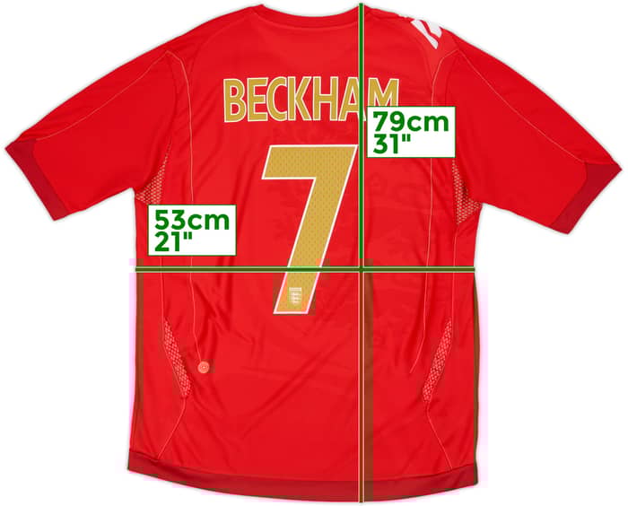 2006-08 England Away Shirt Beckham #7 - 7/10 - (L)