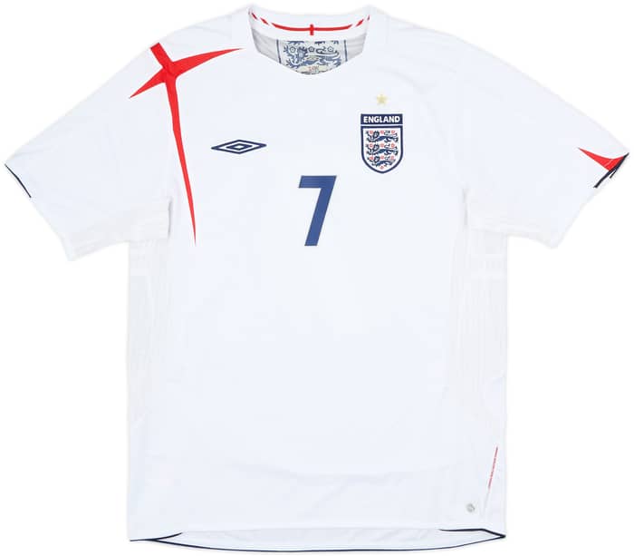 2005-07 England Home Shirt Beckham #7 - 7/10 - (L)