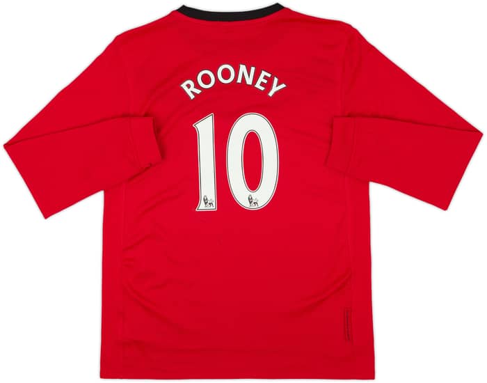 2009-10 Manchester United Home L/S Shirt Rooney #10 - 8/10 - (12-13 Years)