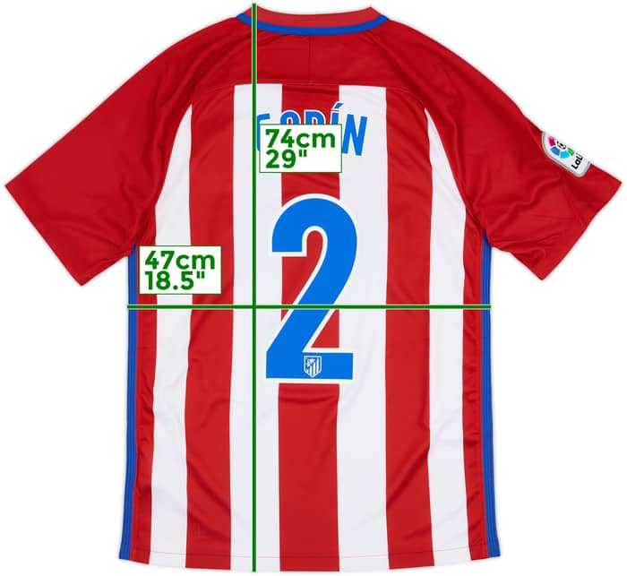 2016-17 Atletico Madrid Home Shirt Godin #2 - 6/10 - (S)