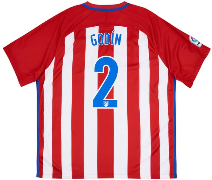 2016-17 Atletico Madrid Home Shirt Godin #2 - 6/10 - (XXL)