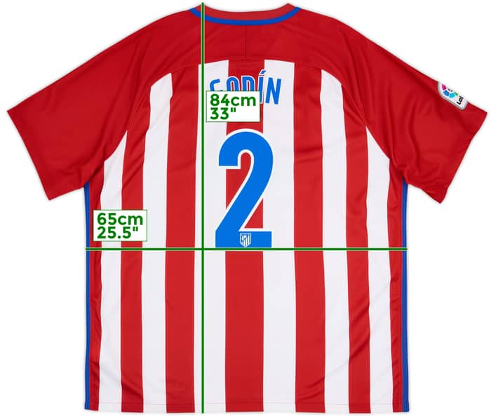 2016-17 Atletico Madrid Home Shirt Godin #2 - 6/10 - (XXL)