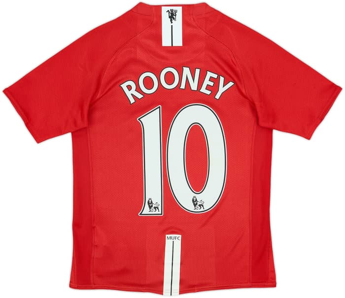 2007-09 Manchester United Home Shirt Rooney #10 - 8/10 - (11-12 Years)