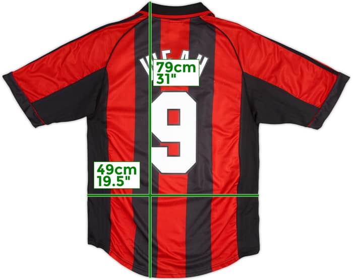 1998-00 AC Milan Home Shirt Weah #9 - 4/10 - (M)