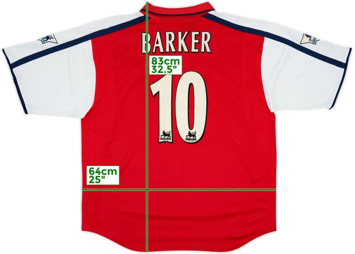 2000-02 Arsenal Home Shirt Barker #10 - 7/10 - (XXL)