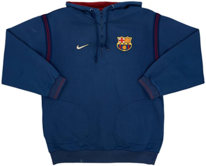1998-99 Barcelona Nike 1/4 Zip Hooded Sweat Top - 7/10 - (S)