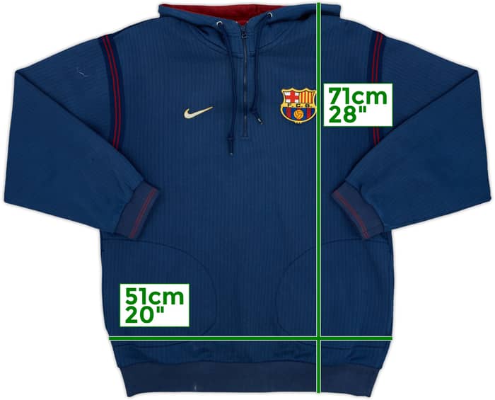 1998-99 Barcelona Nike 1/4 Zip Hooded Sweat Top - 7/10 - (S)