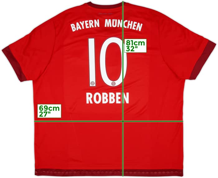 2015-16 Bayern Munich Home Shirt Robben #10 - 9/10 - (3XL)