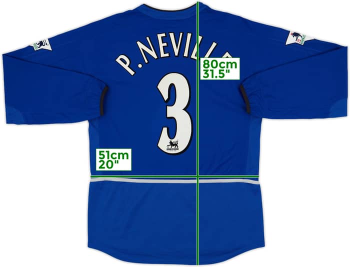 2002-03 Manchester United Third L/S Shirt P.Neville #3 - 9/10 - (M)