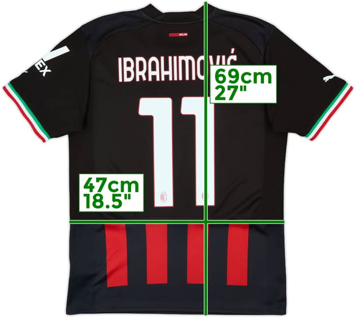 2022-23 AC Milan Home Shirt Ibrahimovic #11 - 9/10 - (M)