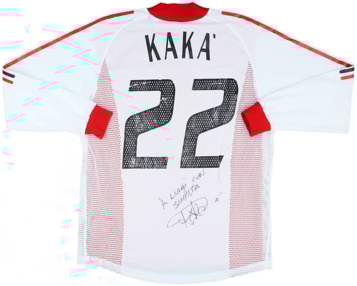 2002-03 AC Milan Player Issue Signed Away L/S Shirt Kaka #22 - 6/10 - (M)