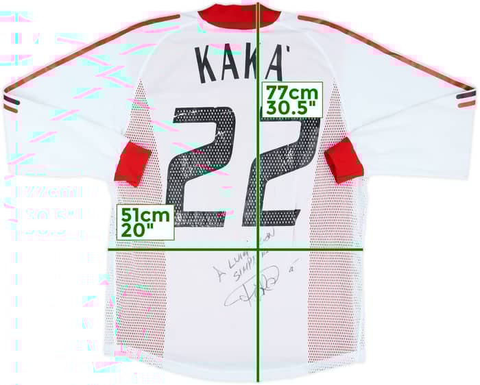 2002-03 AC Milan Player Issue Signed Away L/S Shirt Kaka #22 - 6/10 - (M)