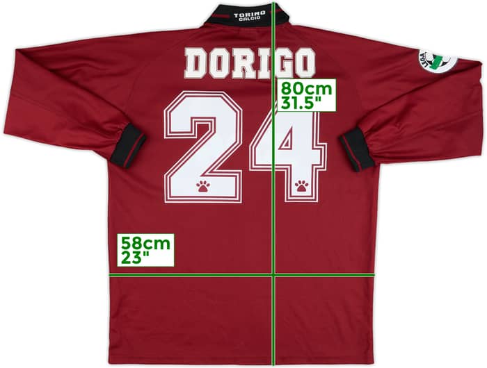1997-98 Torino Match Issue Home L/S Shirt Dorigo #24