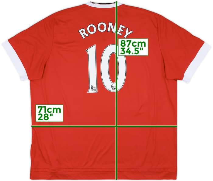 2015-16 Manchester United Home Shirt Rooney #10 - 7/10 - (3XL)