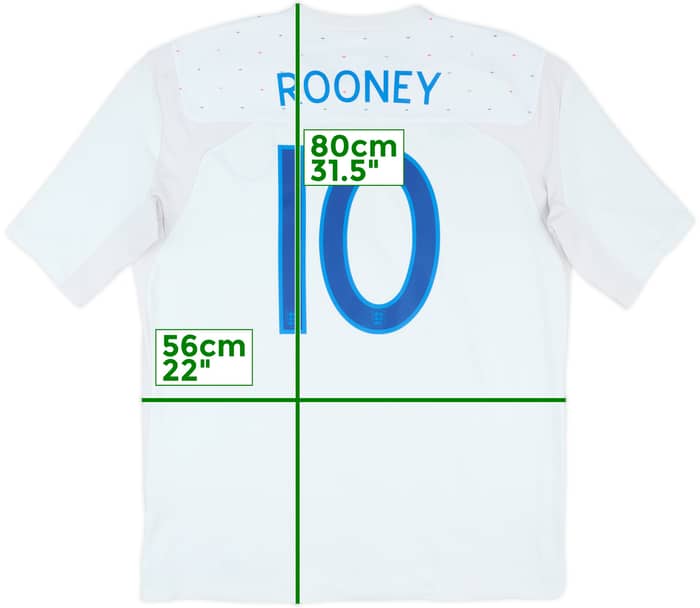 2010-11 England Home Shirt Rooney #10 - 7/10 - (XL)