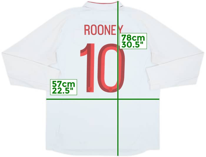 2012-13 England Home L/S Shirt Rooney #10 - 6/10 - (XL)