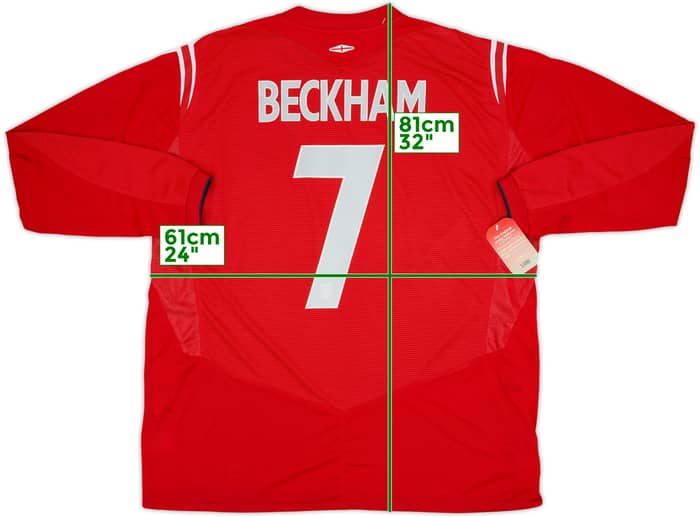 2004-06 England Away L/S Shirt Beckham #7 (XXL)