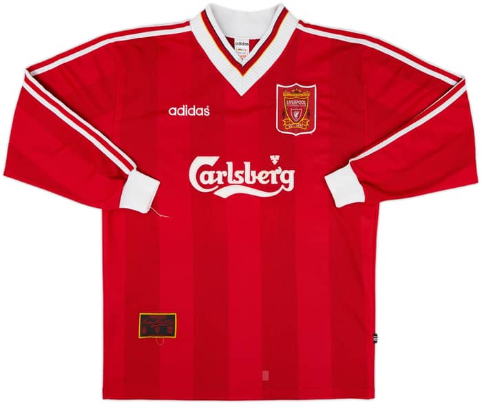 1995-96 Liverpool Home L/S Shirt Rush #9 - 8/10 - (XL)