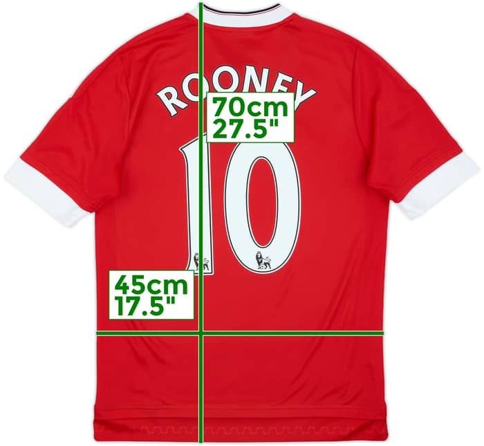 2015-16 Manchester United Home Shirt Rooney #10 - 10/10 - (XL.Boys)