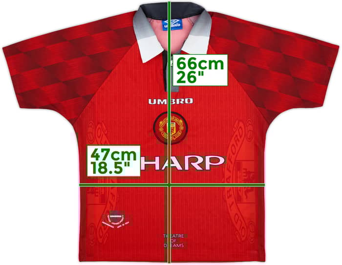 1996-98 Manchester United Home Shirt #7 - 9/10 - (Y)