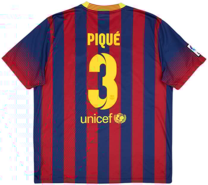 2013-14 Barcelona Home Shirt Pique #3 - 8/10 - (XL)
