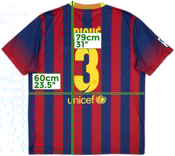 2013-14 Barcelona Home Shirt Pique #3 - 8/10 - (XL)