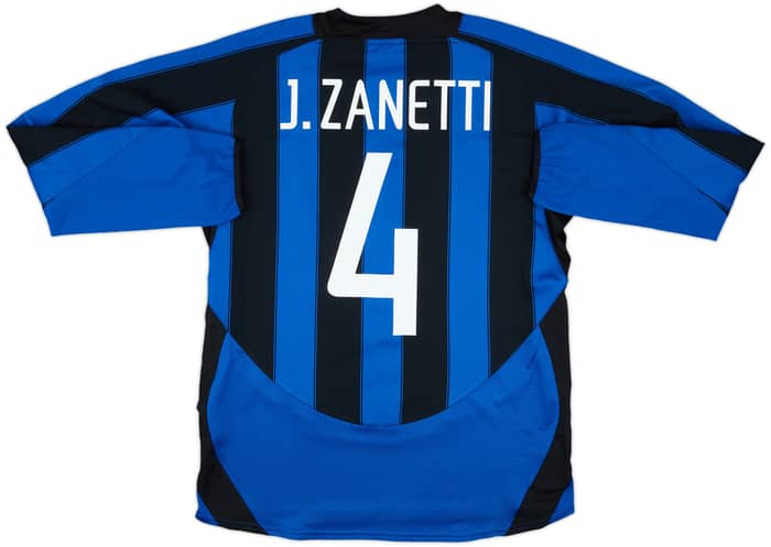2003-04 Inter Milan Home L/S Shirt J.Zanetti #4 - 8/10 - (M)