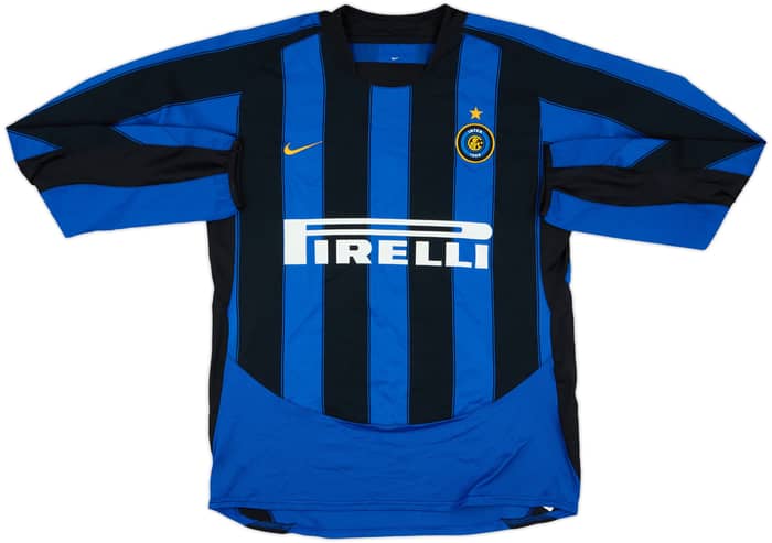 2003-04 Inter Milan Home L/S Shirt J.Zanetti #4 - 8/10 - (M)