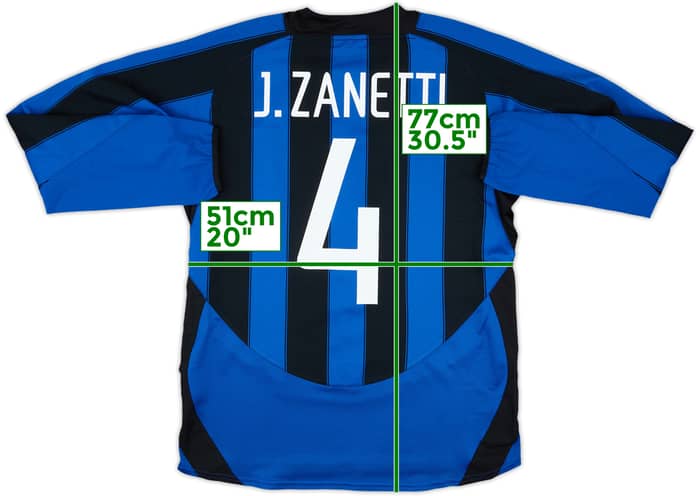2003-04 Inter Milan Home L/S Shirt J.Zanetti #4 - 8/10 - (M)