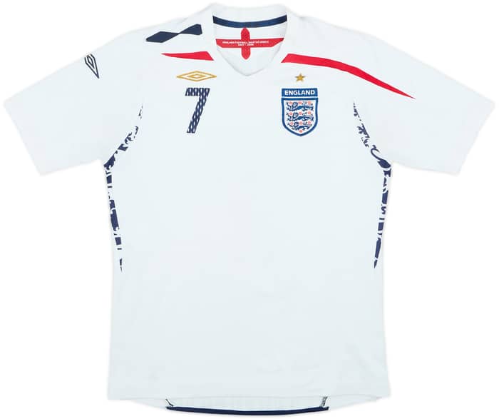 Camiseta de local de Inglaterra 2007-09 Beckham #7 - 6/10 - (L. Niños)