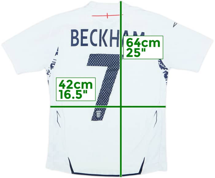 Camiseta de local de Inglaterra 2007-09 Beckham #7 - 6/10 - (L. Niños)