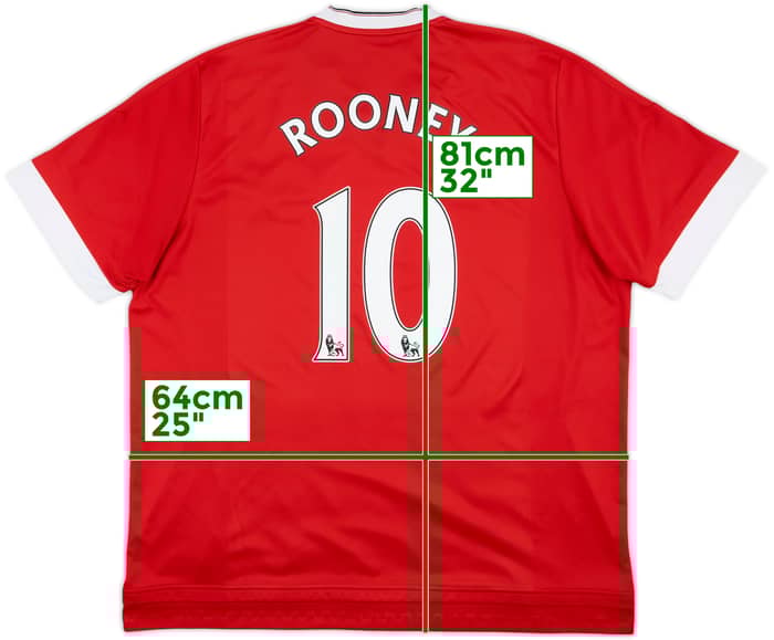 2015-16 Manchester United Home Shirt Rooney #10 - 8/10 - (3XL)